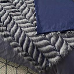 Unbranded Caron Navy Reversible Faux Fur and Micromink Throw Blanket, 50 in. x 60 in. thumbnail 7