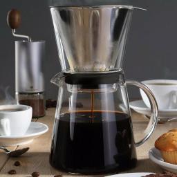 ZASSENHAUS 6-Cup Clear Pour Over Coffee Maker - Borosilicate Glass & Stainless Steel Brewer thumbnail 4