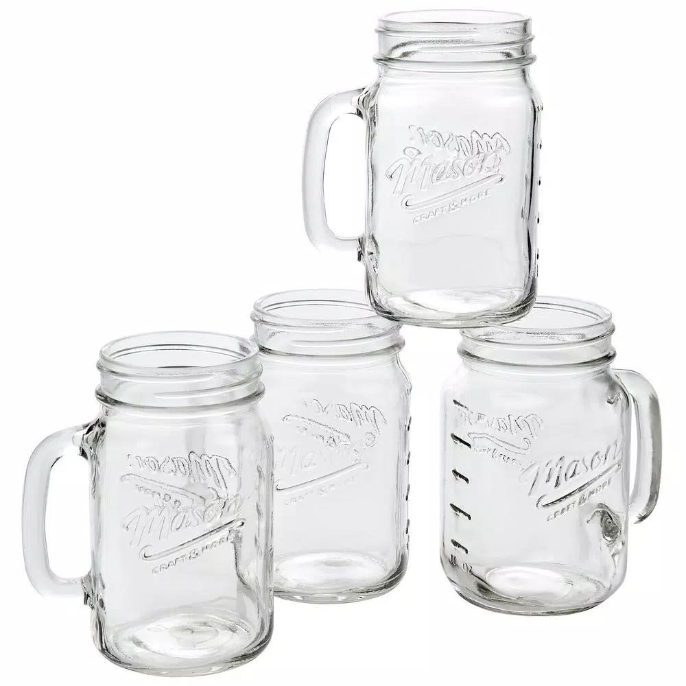 Unbranded Mason Craft and More 6-Piece Glass Beverage Dispenser Set with Metal Rack and 16 oz. Mugs