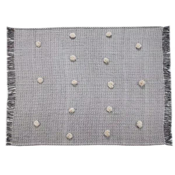 LR Resources Grayscale Buds Black Melange Cotton Decorative Throw Blanket with Tassels