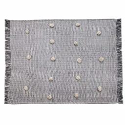 LR Resources Grayscale Buds Black Melange Cotton Decorative Throw Blanket with Tassels thumbnail 1