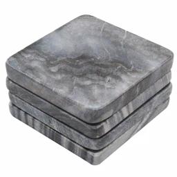 Unbranded Jodhpuri 4-Piece Gray Marble Coaster Set - Natural Stone Coasters for Home Decor thumbnail 1