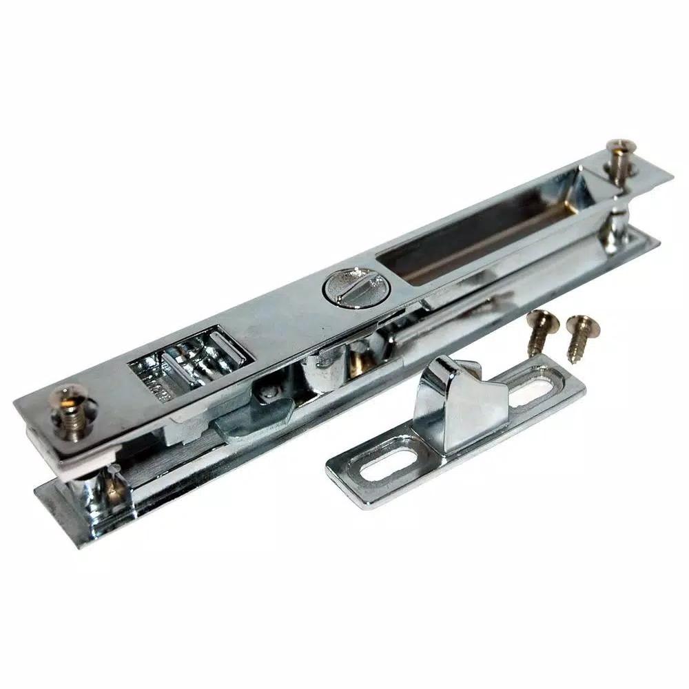 Barton Kramer #444 Chrome-Plated Sliding Patio Door Lock with Upward Locking Mechanism