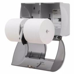 Georgia-Pacific Compact Side-by-Side Double Roll Bathroom Tissue Dispenser, Translucent Smoke thumbnail 4