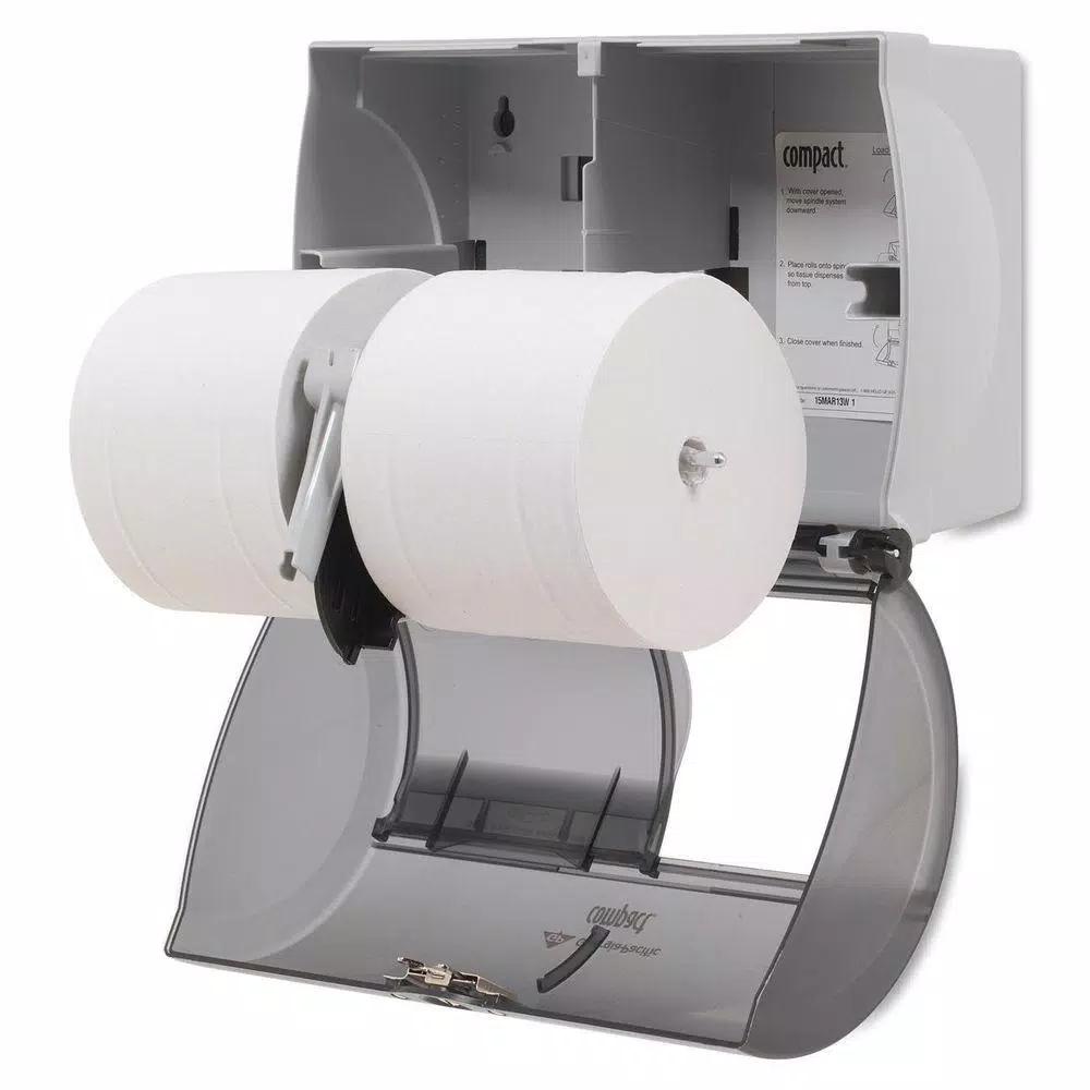Georgia-Pacific Compact Side-by-Side Double Roll Bathroom Tissue Dispenser, Translucent Smoke
