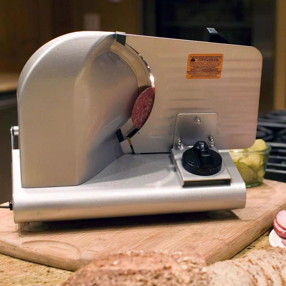 Weston 200W 7.5 in. Stainless Steel Electric Meat Slicer, Silver
