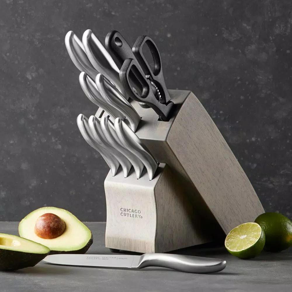 Chicago Cutlery Clybourn 12-Piece German Stainless Steel Knife Set with Grey Wood Block