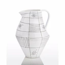 Abigails Black and White Ceramic Graffiti Pitcher, 60 fl. oz. - Handmade in Portugal thumbnail 1