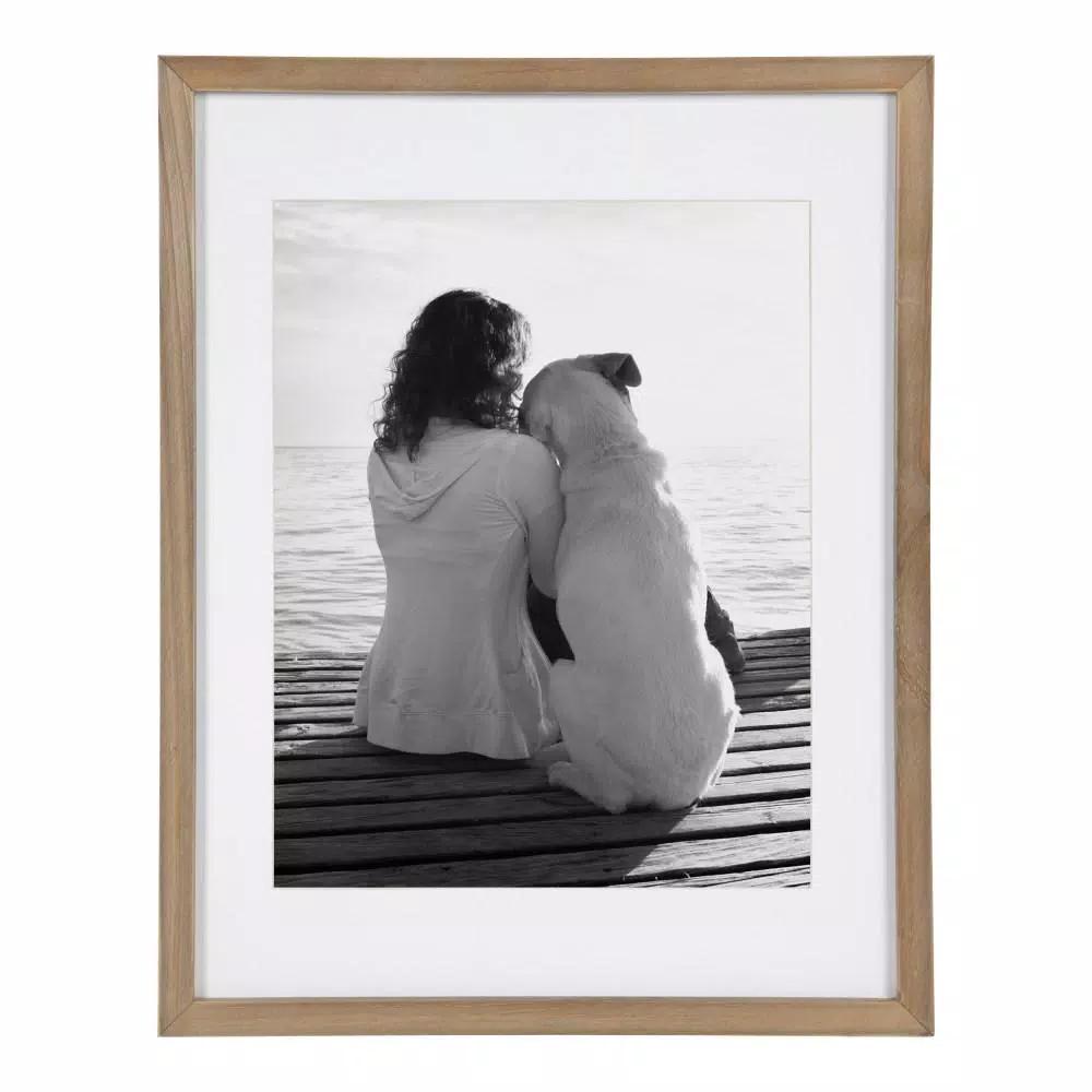 DesignOvation Design Ovation Gallery Wood Picture Frame Set, Rustic Brown, Set of 2 (Matted to 11x14 in.)