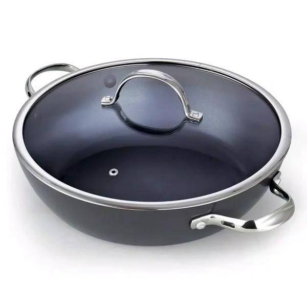 Cooks Standard 5 Qt. Hard-Anodized Aluminum Nonstick Saute Pan with Glass Lid, 12 in.