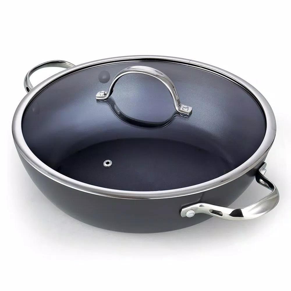 Cooks Standard 5 Qt. Hard-Anodized Aluminum Nonstick Saute Pan with Glass Lid, 12 in.