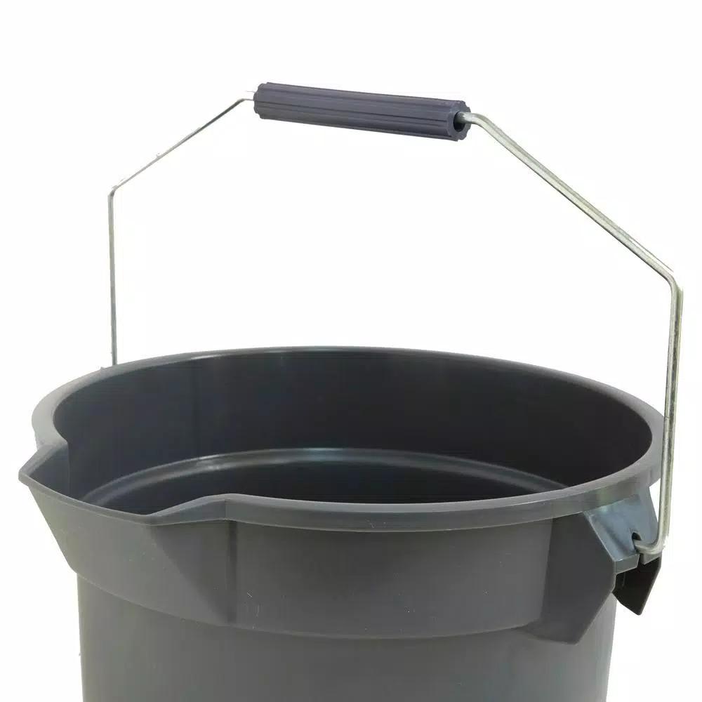 TAFCO PRODUCTS Tafco 3.5 Gal. Gray Round Utility ECO Bucket, 14 Qt. Heavy-Duty Commercial Grade, Made from 100% Recycled Water Bottles