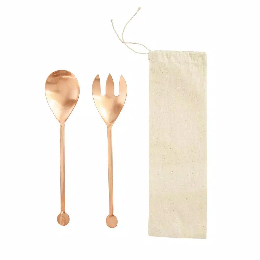 3R Studios Copper Finished 2-Piece Stainless Steel Salad Servers Set