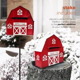 Alpine Corporation 54 in. Metal Letters to Santa Red Barnhouse Mailbox Garden Stake thumbnail 4