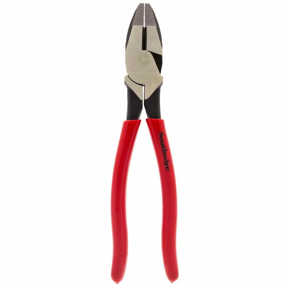 Southwire 9 in. Hi-Leverage Side Cutting Pliers with Crimper and Dipped Handles