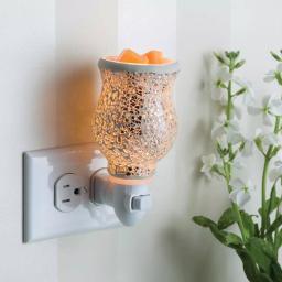 Candle Warmers Etc Reflection 5.7 in. Pluggable Fragrance Warmer - Silver Glass Mosaic thumbnail 5