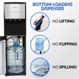 Igloo Bottom Loading Water Dispenser - Hot, Cold & Room Temperature - Black & Stainless Steel thumbnail 2