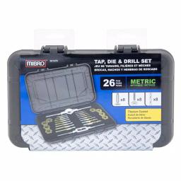 MIBRO 26-Piece Metric Tap, Die and Drill Bit Set with Titanium Coated GCr15 Alloy Steel thumbnail 3