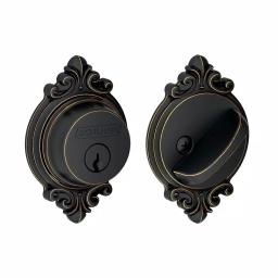 Schlage Brookshire Single Cylinder Deadbolt, Aged Bronze, ANSI Grade 1 thumbnail 1