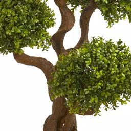 Nearly Natural 3.5 Ft. Four Ball Boxwood Artificial Topiary Tree with Black Planter thumbnail 3