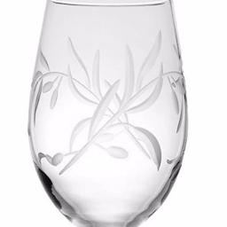 Rolf Glass Olive Branch 18 oz. All Purpose Wine Glass Set of 4 - Diamond-Wheel Engraved thumbnail 2