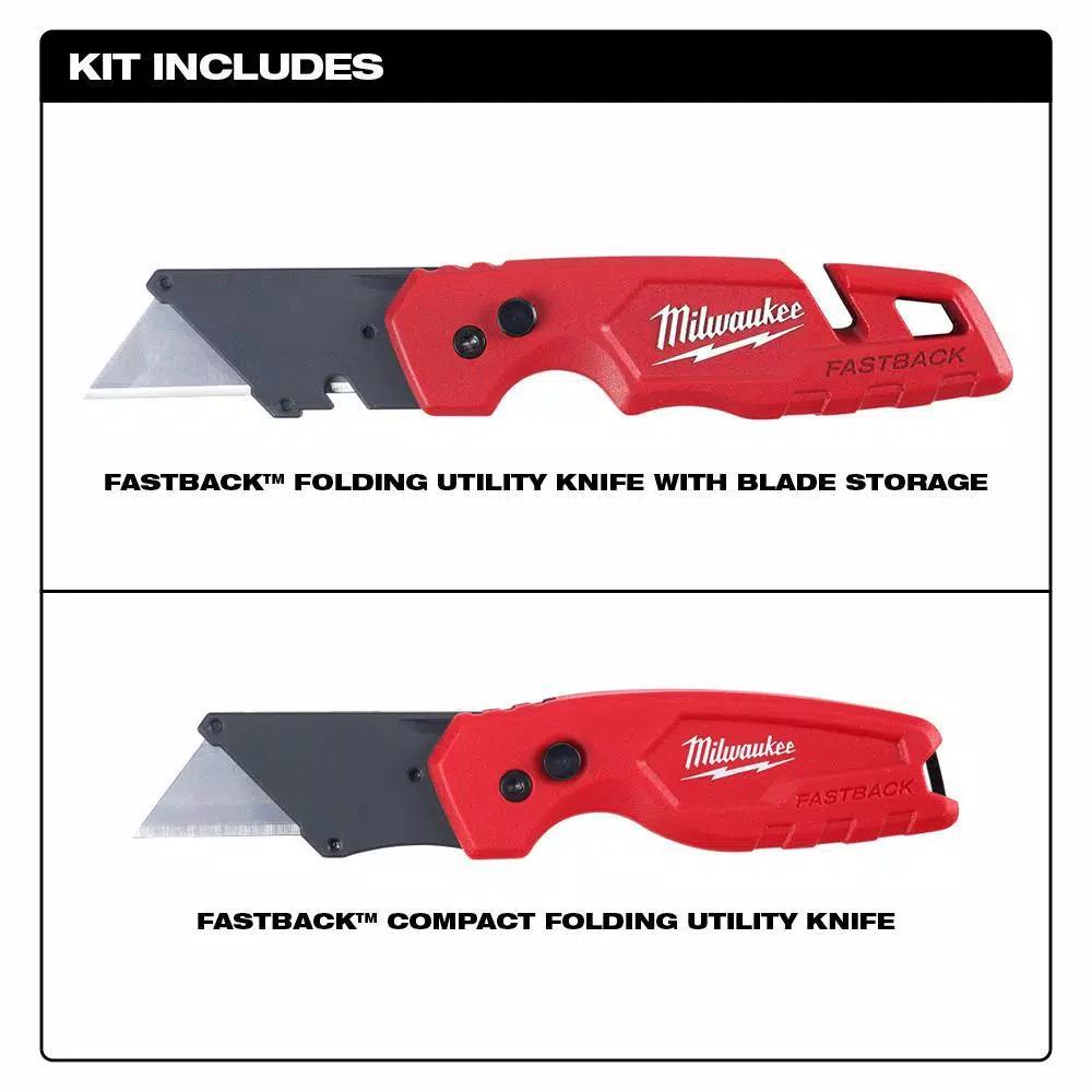 Milwaukee 6-in-1 Electrician Combination Pliers and FASTBACK Utility Knife 2-Pack Set
