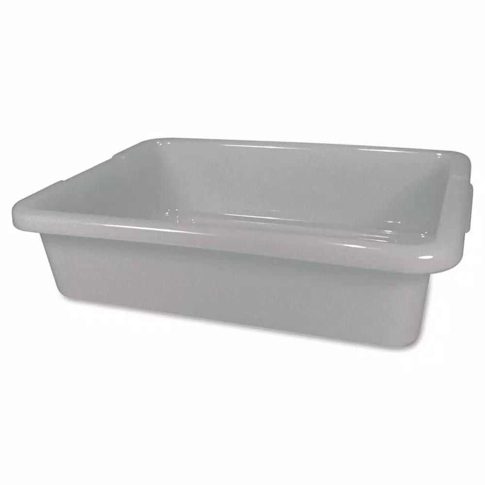 Rubbermaid Commercial Products 16 Qt. Heavy-Duty Plastic Bus/Utility Box, Gray