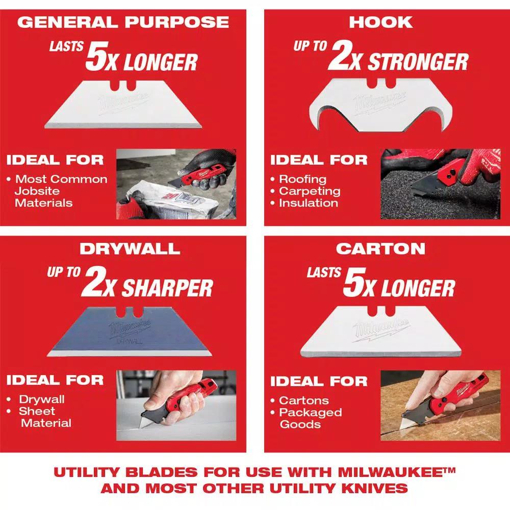 Milwaukee FASTBACK Compact Folding Utility Knife Set with 50-Pack General Purpose Blades