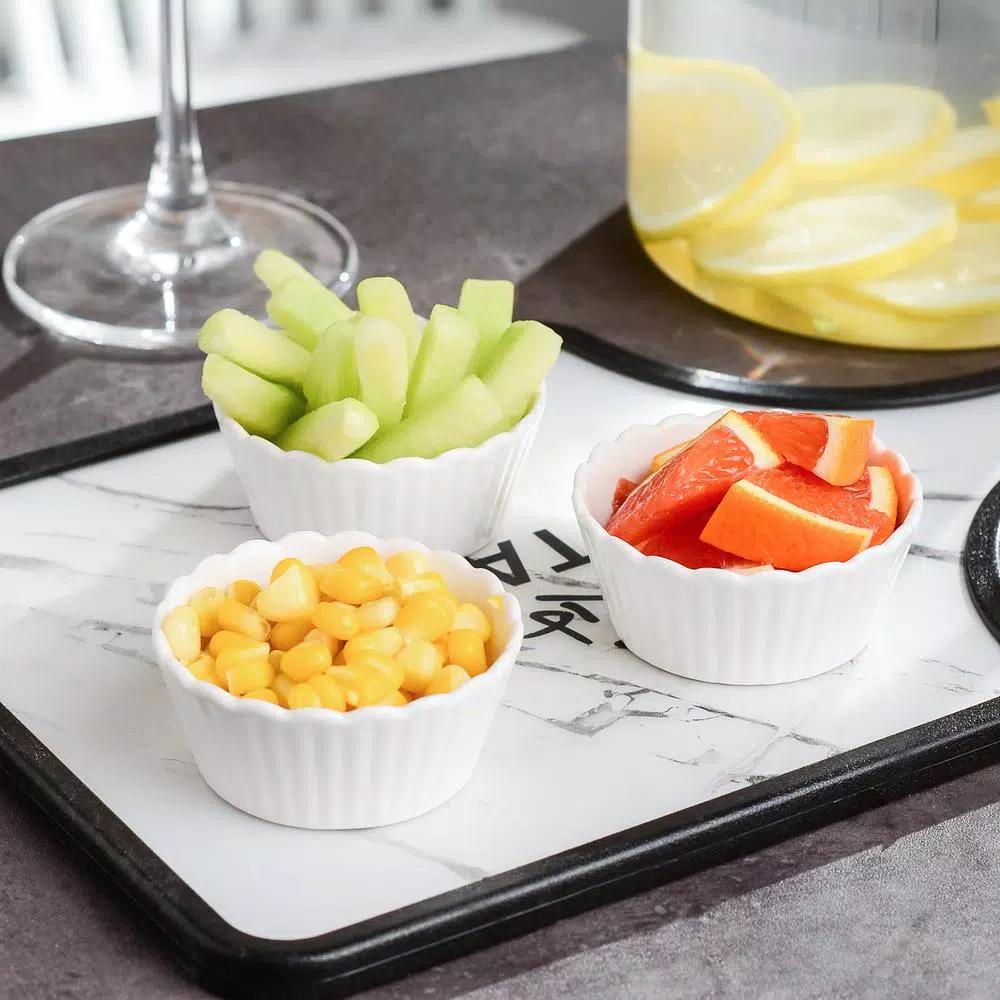 MALACASA White Porcelain Ramekins Set of 16, 2.75 in. Ceramic Souffle Dishes and Serving Bowls