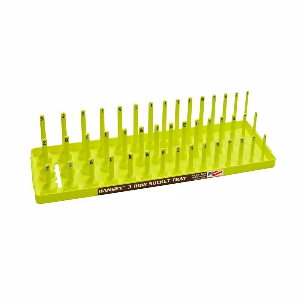 Unbranded 3/8 in. Drive Metric Semi-Deep Socket Holder, Hi-Viz Yellow