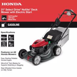 Honda 21 in. HRXVLA Self-Propelled Gas Walk Behind Mower with NeXite Deck and Electric Start thumbnail 3