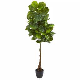 Nearly Natural 64 in. Fiddle Leaf Artificial Tree with Real Touch Leaves and Black Stone Planter thumbnail 1