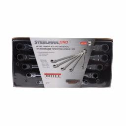 STEELMAN PRO 96747 Metric Flexible Double Box-End Universal Spline Ratcheting Wrench Set, 5-Piece thumbnail 6