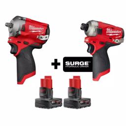Milwaukee M12 FUEL 12V Brushless Stubby 3/8 in. Impact Wrench & 1/4 in. Hex Hydraulic Impact Driver Combo Kit thumbnail 1