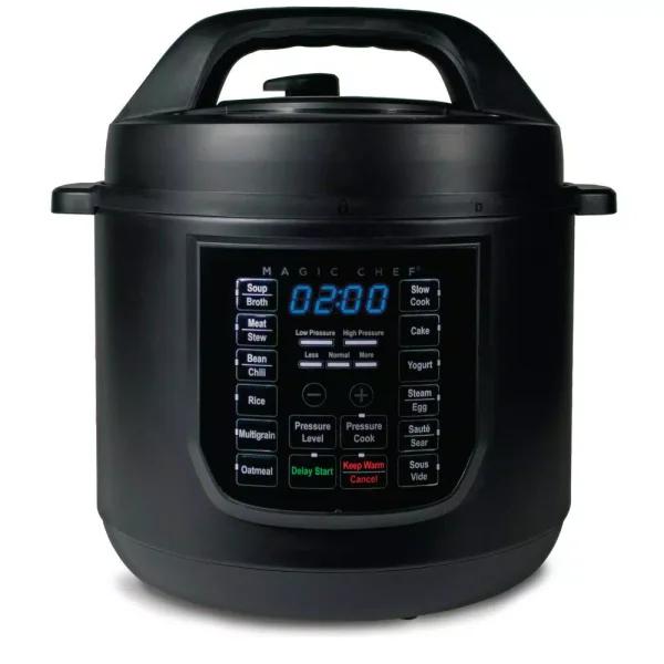 Magic Chef 9-in-1 6 Qt. Matte Black Electric Multi-Cooker with Stainless Steel Interior