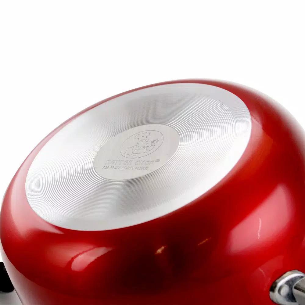 Better Chef 2 Qt. Round Aluminum Nonstick Dutch Oven with Glass Lid, Red