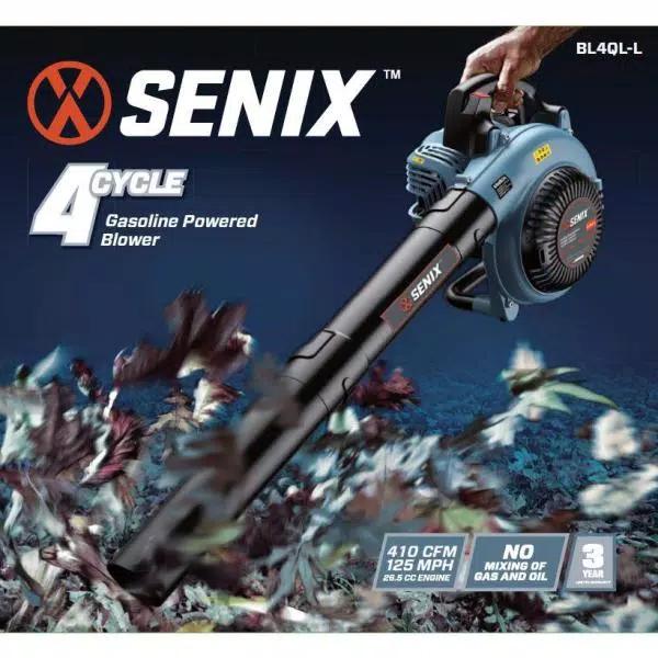 Senix BL4QL-L 26.5 cc 4-Cycle Gas Handheld Blower, 410 CFM, 125 MPH