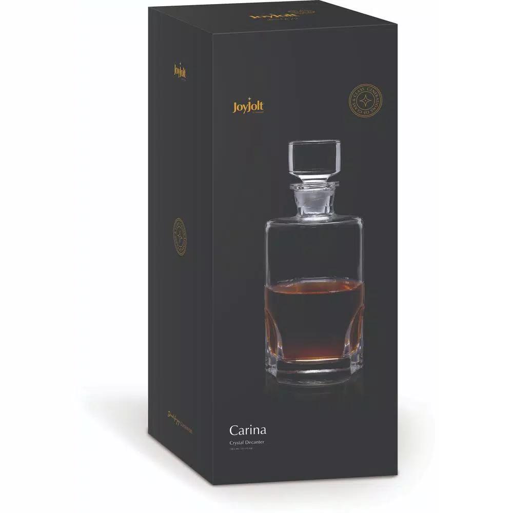 JoyJolt Carina Crystal Whiskey Decanter - 25 oz Square Glass Liquor Decanter with Stopper