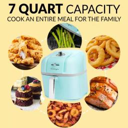 Nostalgia Classic Retro 7 Qt. Air Fryer, Aqua Blue thumbnail 3