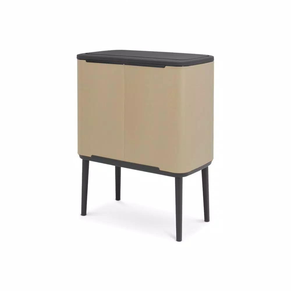 Brabantia Bo Touch Bin 9.5 Gal. Dual Compartment Gold Steel Rectangular Touch Trash Can
