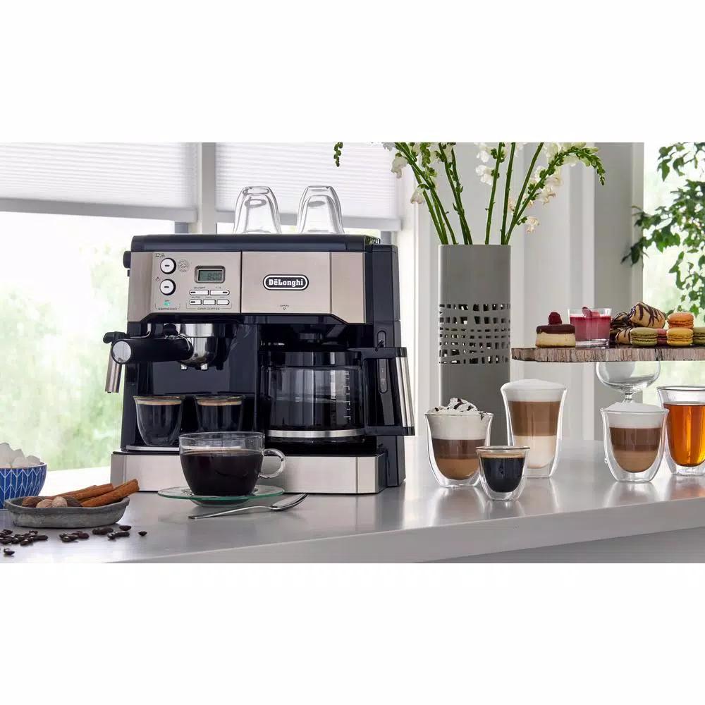 DeLonghi De'Longhi BCO430 All-In-One 10-Cup Drip Coffee Maker and Espresso Machine, Stainless Steel