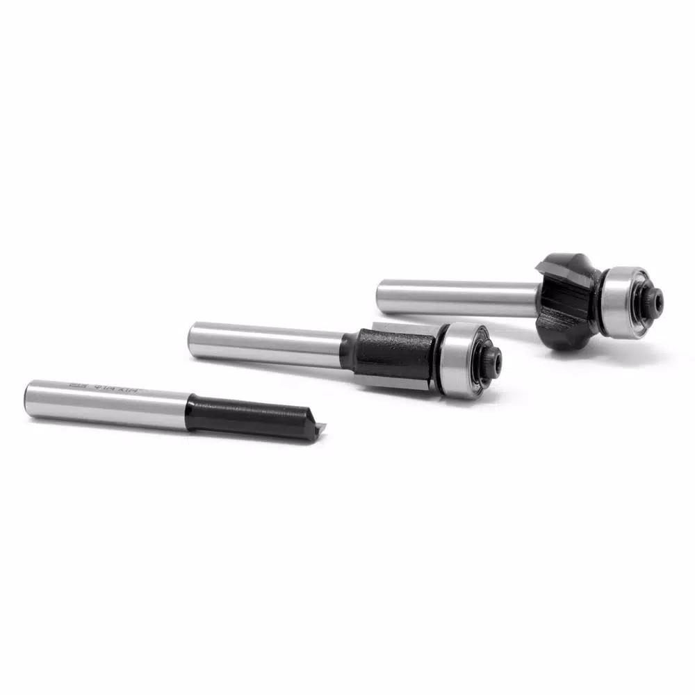 WEN 3-Piece Carbide Tipped Router Bit Set with Heat-Treated HSS Design