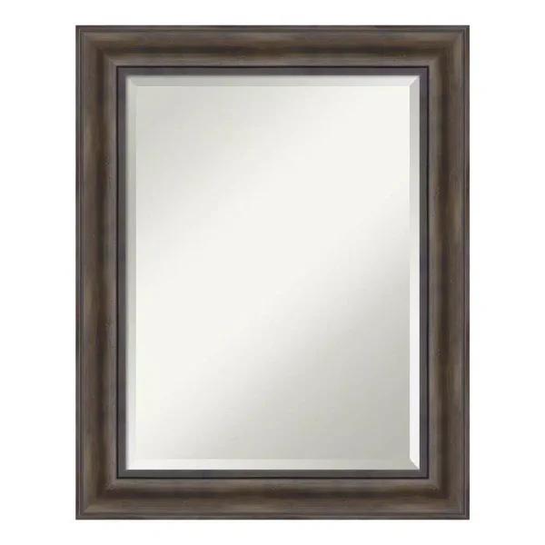 Amanti Art 23.5 in. W x 29.5 in. H Rustic Pine Wood Framed Beveled Edge Bathroom Vanity Mirror