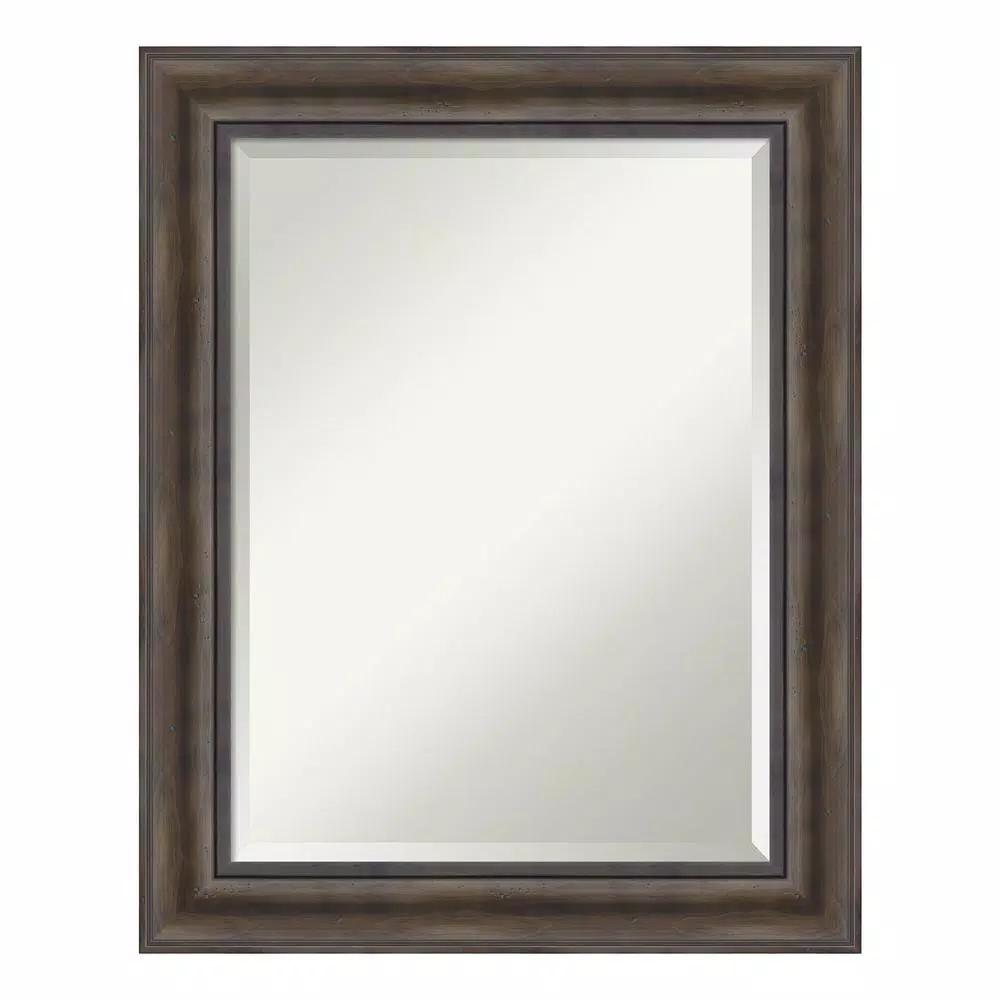 Amanti Art 23.5 in. W x 29.5 in. H Rustic Pine Wood Framed Beveled Edge Bathroom Vanity Mirror