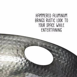 Honey-Can-Do Black Glossy Hammered Aluminum 16 in. Round Serving Tray with Handles thumbnail 3