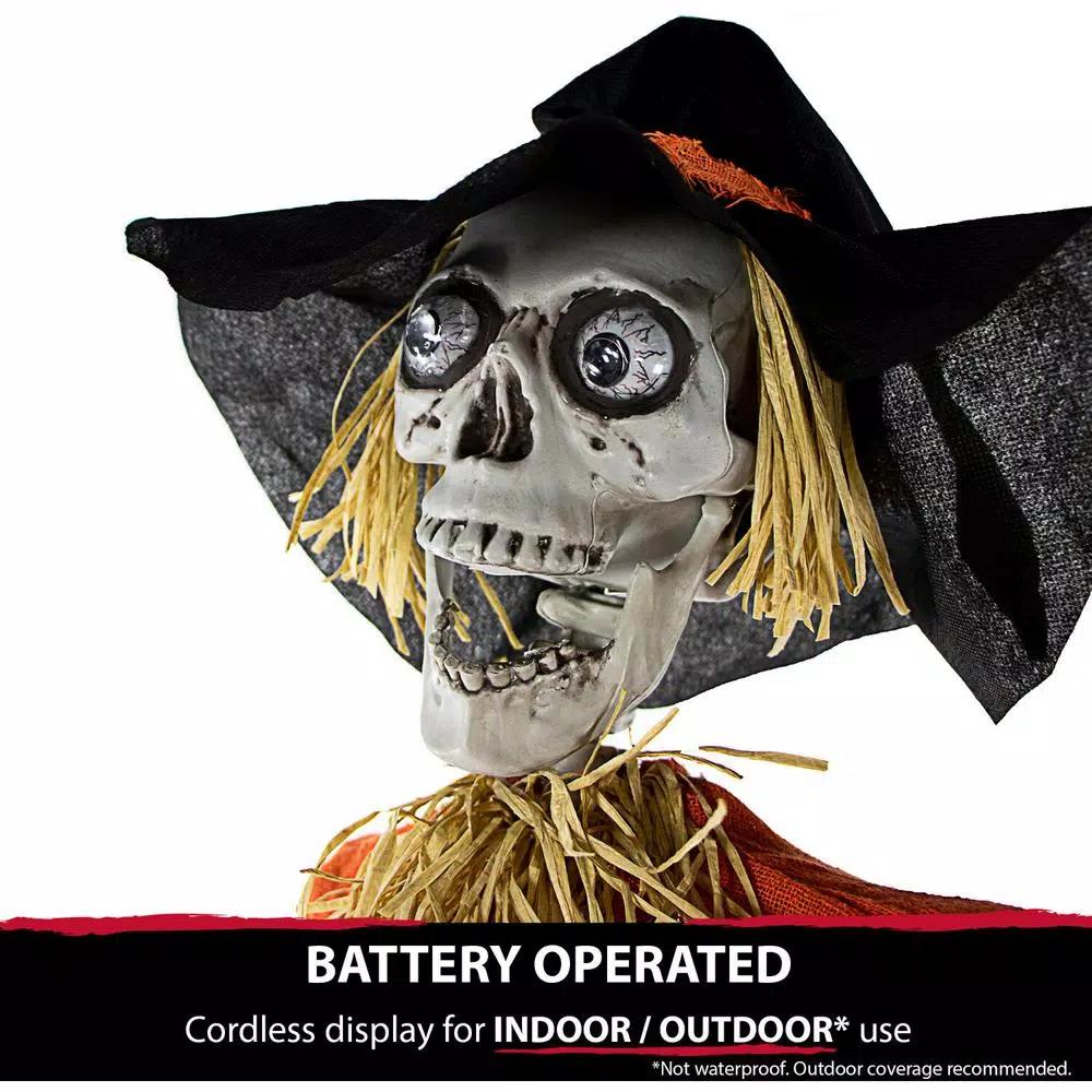 Haunted Hill Farm 5 ft. Animated Skeleton Scarecrow Halloween Prop
