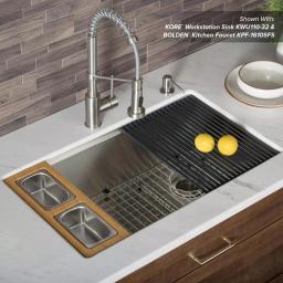 Kraus Workstation Kitchen Sink Bamboo Serving Board Set with 2 Stainless Steel Prep Bowls thumbnail 5