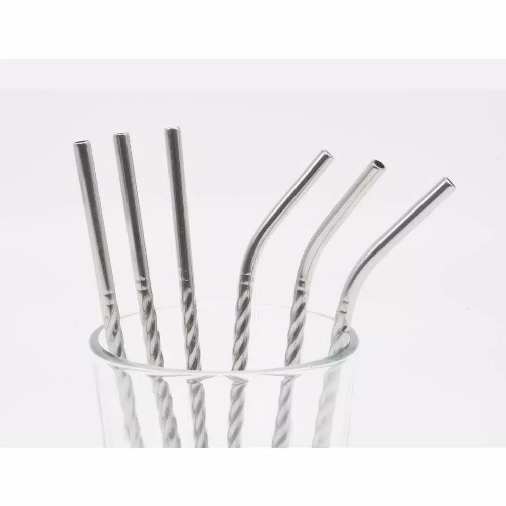 ExcelSteel 14 Pc Reusable Stainless Steel Mini Straw Set with Cleaning Brushes
