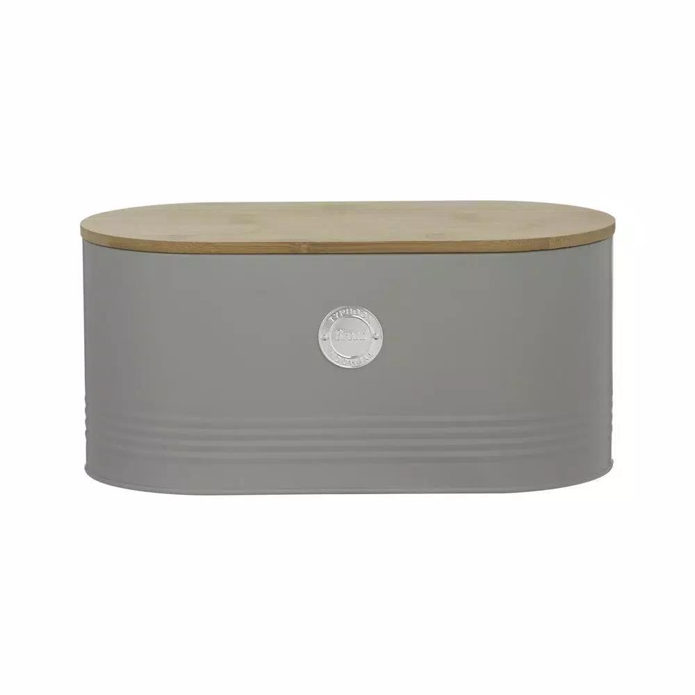 Typhoon Living Grey Bread Bin with Sustainable Bamboo Lid