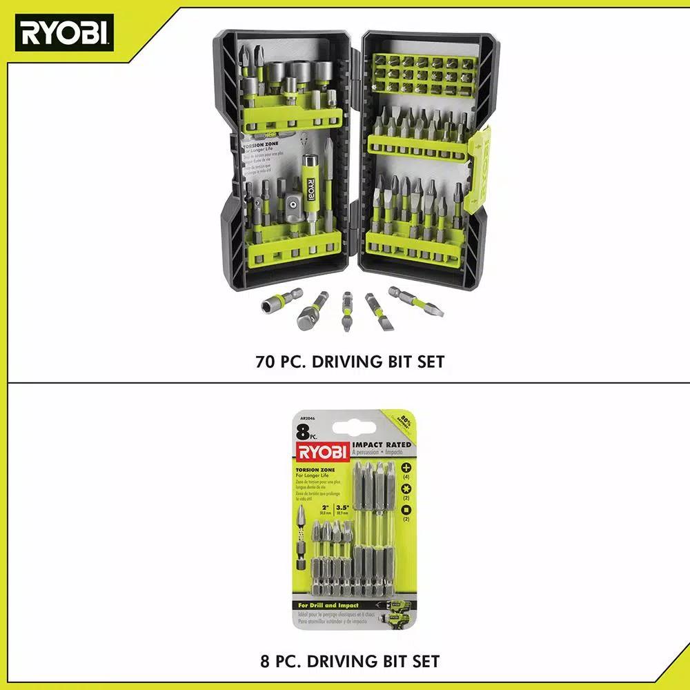 RYOBI 78-Piece Impact Rated Driving Bit Set with Modular Case and Bonus 8-Piece Bit Set